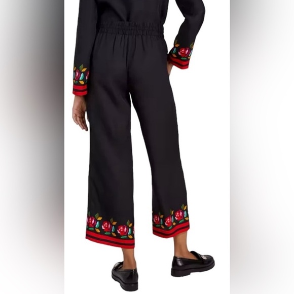 Kate Spade silk blend pants with Rose Border - NWT - Size Large - Picture 11 of 16